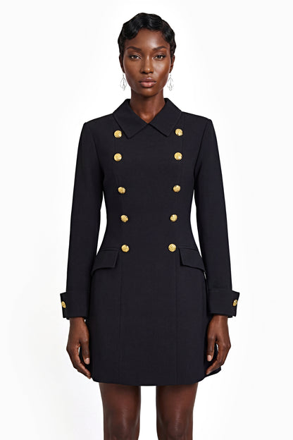Ottilie Black Mini Dress with Metal Buckles