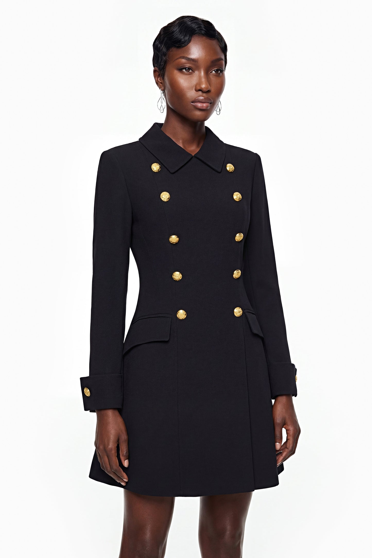Ottilie Black Mini Dress with Metal Buckles
