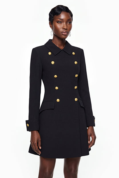 Ottilie Black Mini Dress with Metal Buckles