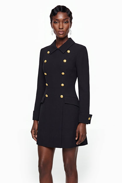 Ottilie Black Mini Dress with Metal Buckles