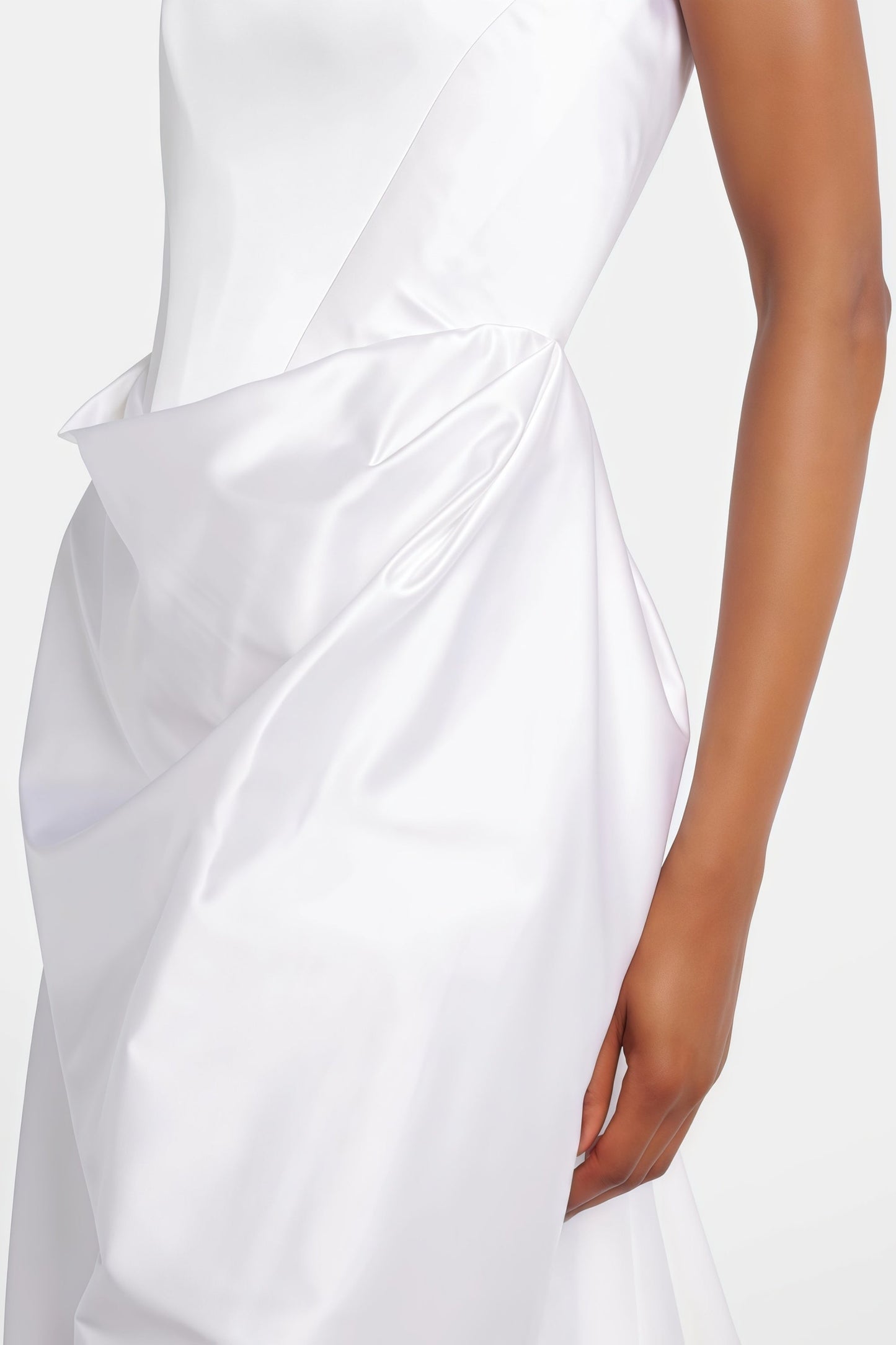 Fiona White Satin Square Neck Maxi Dress