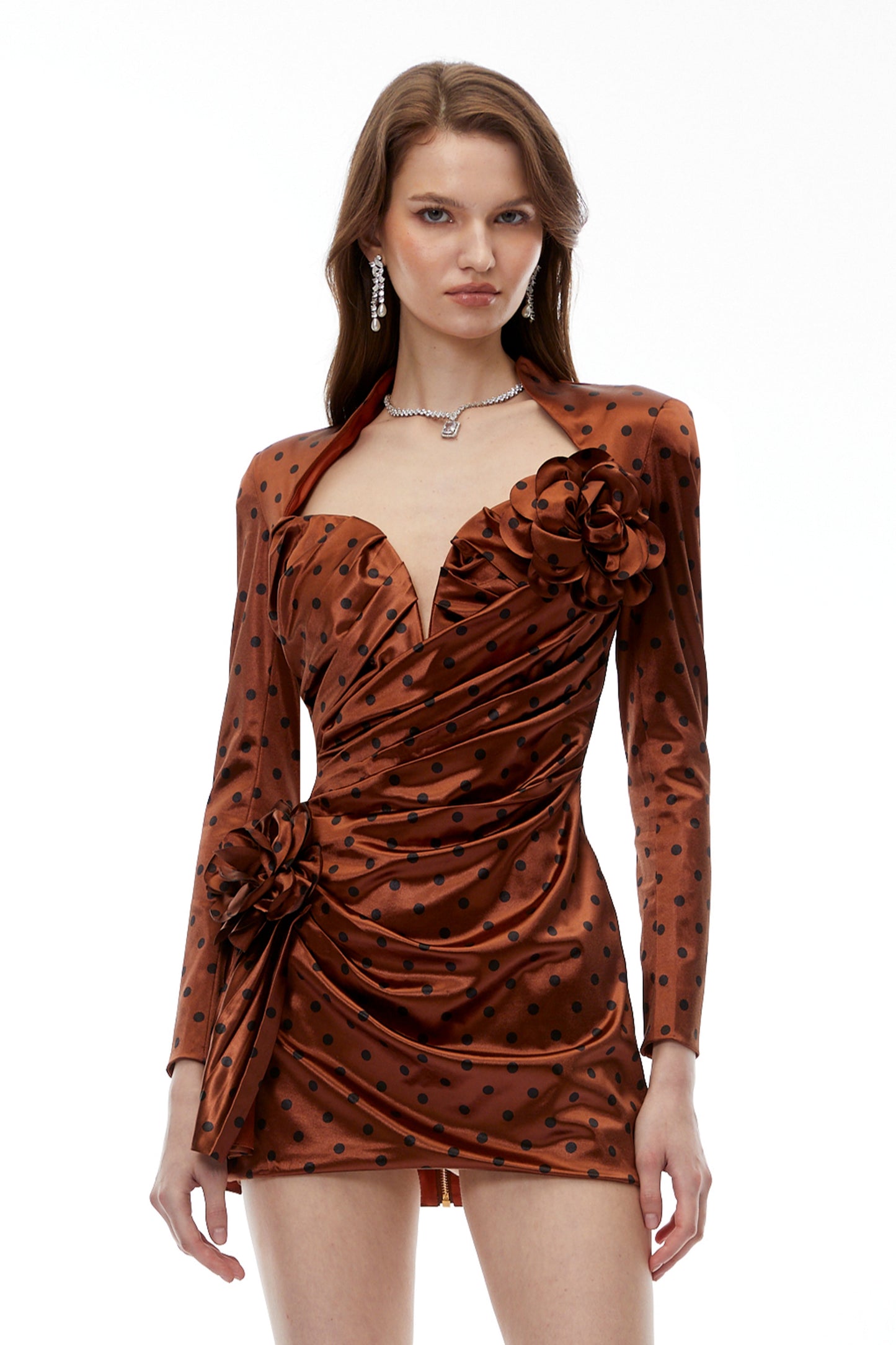Paloma Chocolate Brown Polka Dot Mini Dress