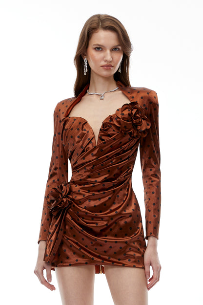 Paloma Chocolate Brown Polka Dot Mini Dress