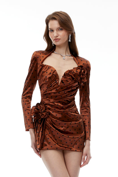Paloma Chocolate Brown Polka Dot Mini Dress