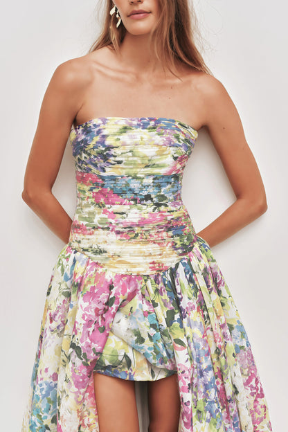 Parastoo Lavandula Floral Print Pleated Maxi Dress