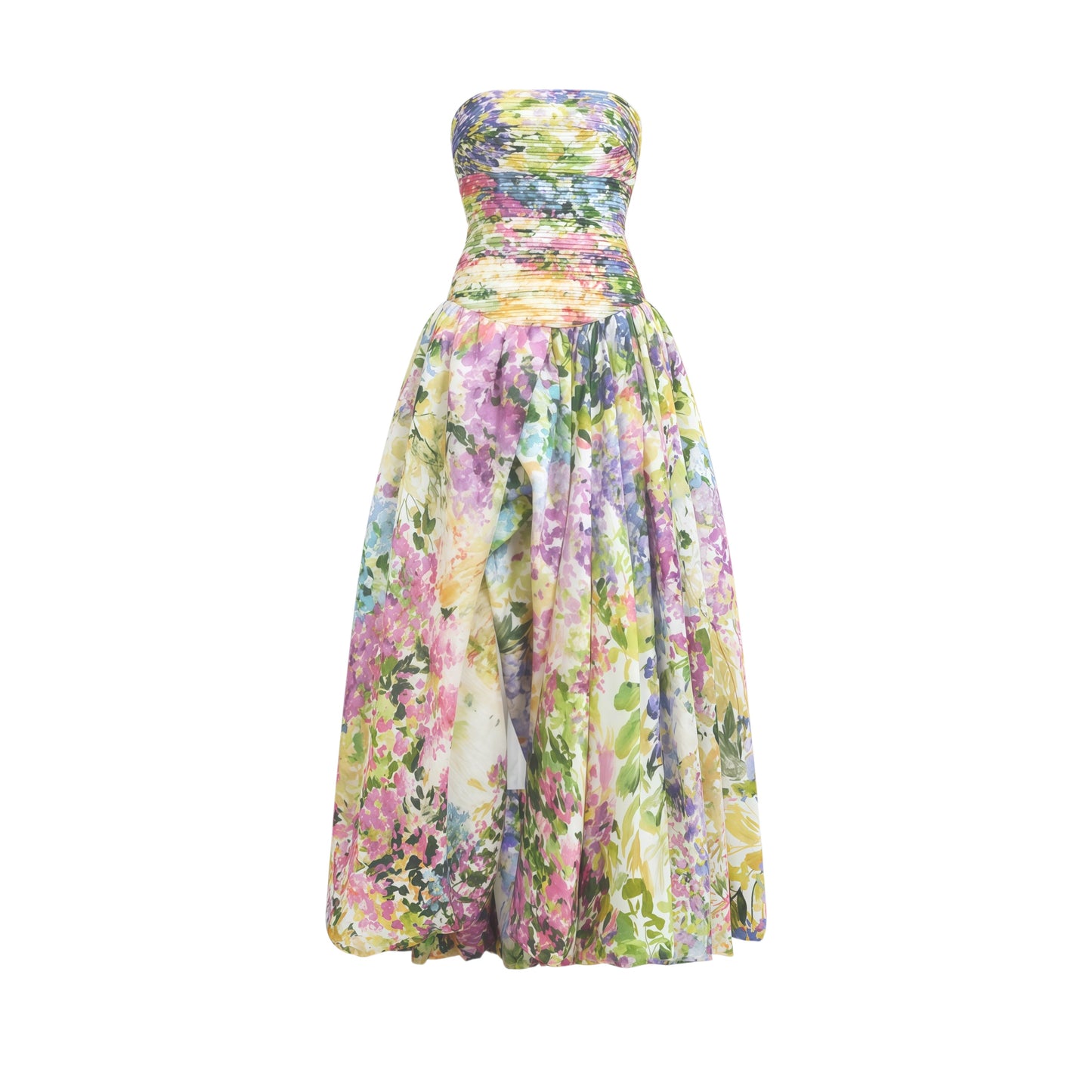 Parastoo Lavandula Floral Print Pleated Maxi Dress
