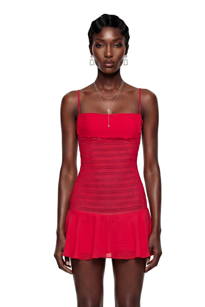 Patricia Red Semi-Sheer Mini Dress