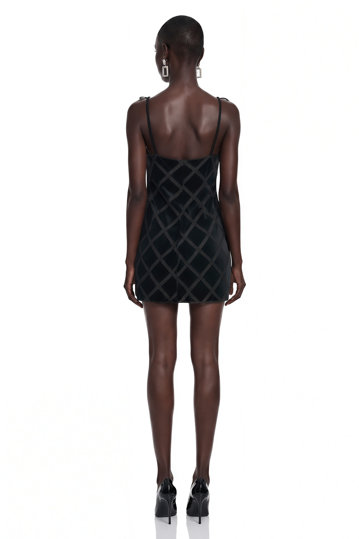 Pavla Black Cut-Out Velvet Mini Dress with Bow