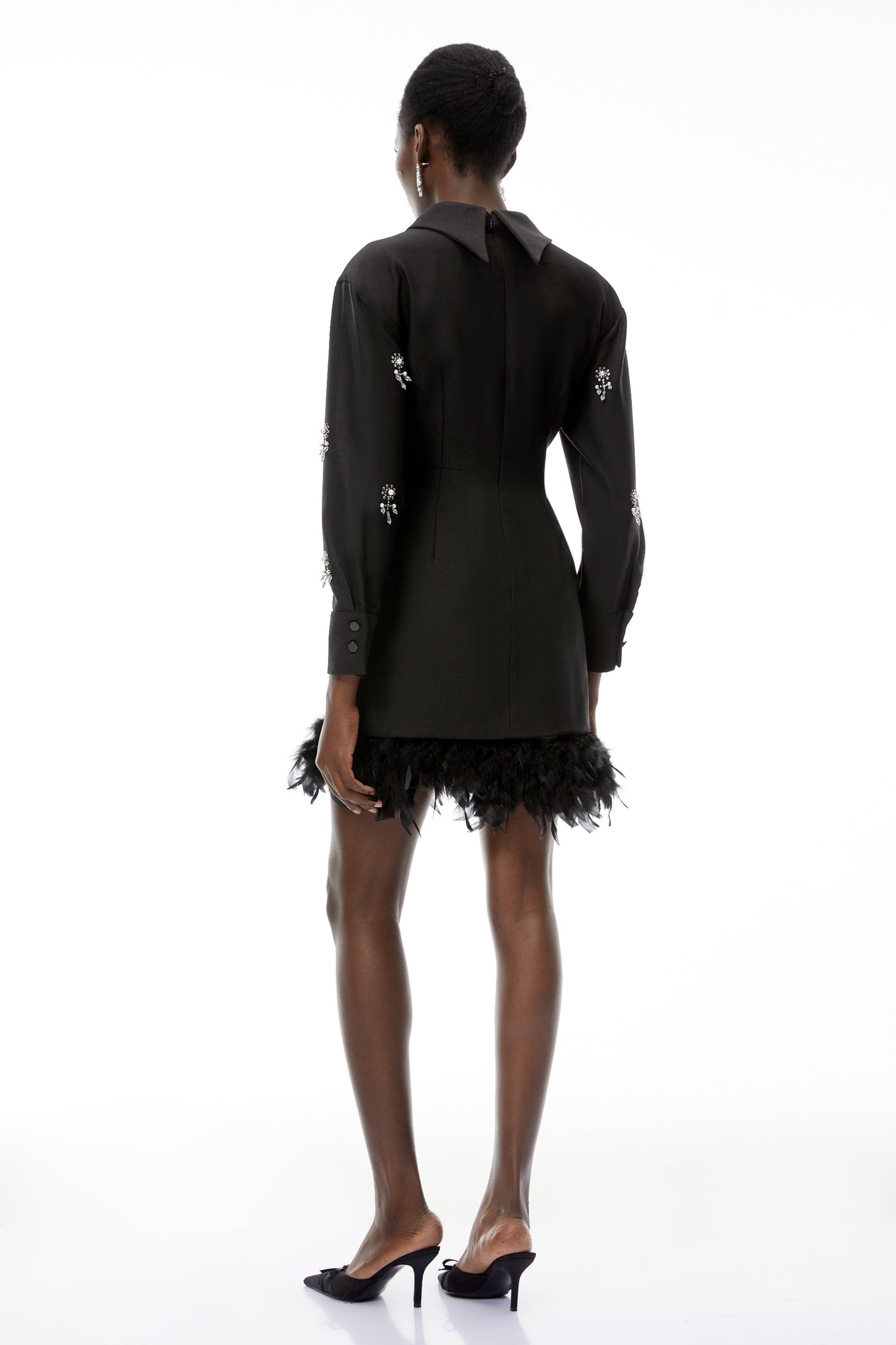 Penelope Black Floral Embellished Mini Dress