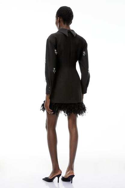 Penelope Black Floral Embellished Mini Dress
