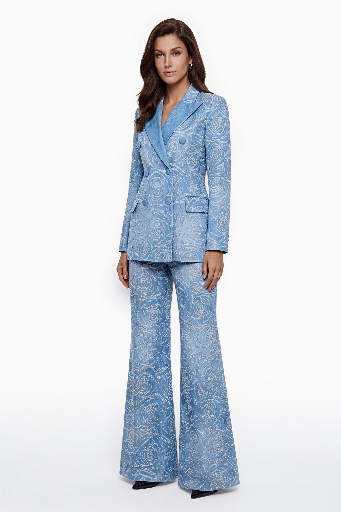 Penelope Blue Embroidered Jacket & Trouser Set