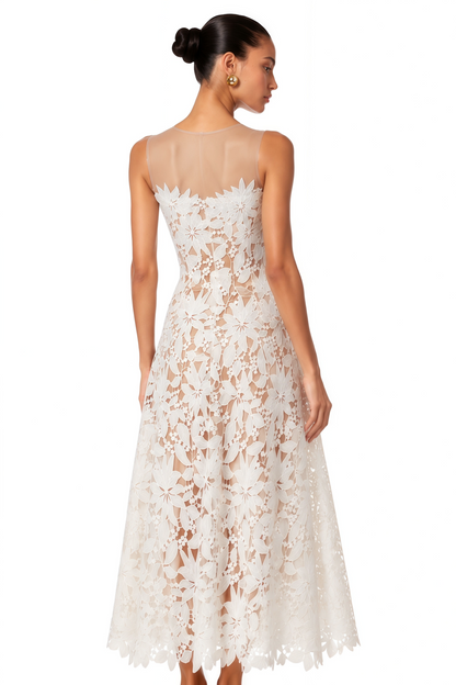 Penelope White Off Shoulder Maxi Dress with 3D Florals