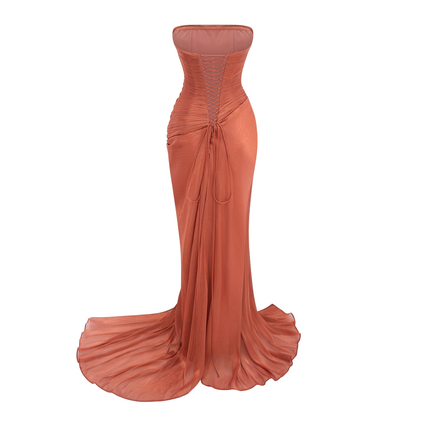 Querubina Pink Asymmetrical Ruched Maxi Dress
