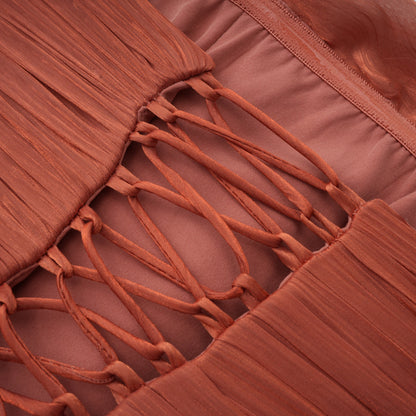 Querubina Pink Asymmetrical Ruched Maxi Dress