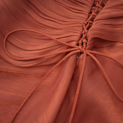 Querubina Pink Asymmetrical Ruched Maxi Dress