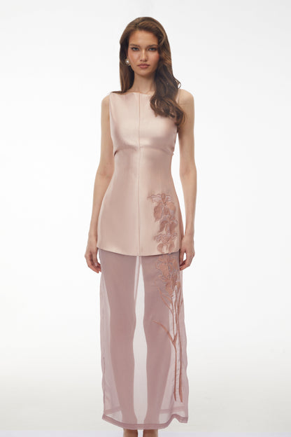 Quiteria Blush Pink Floral Embroidered Maxi Dress
