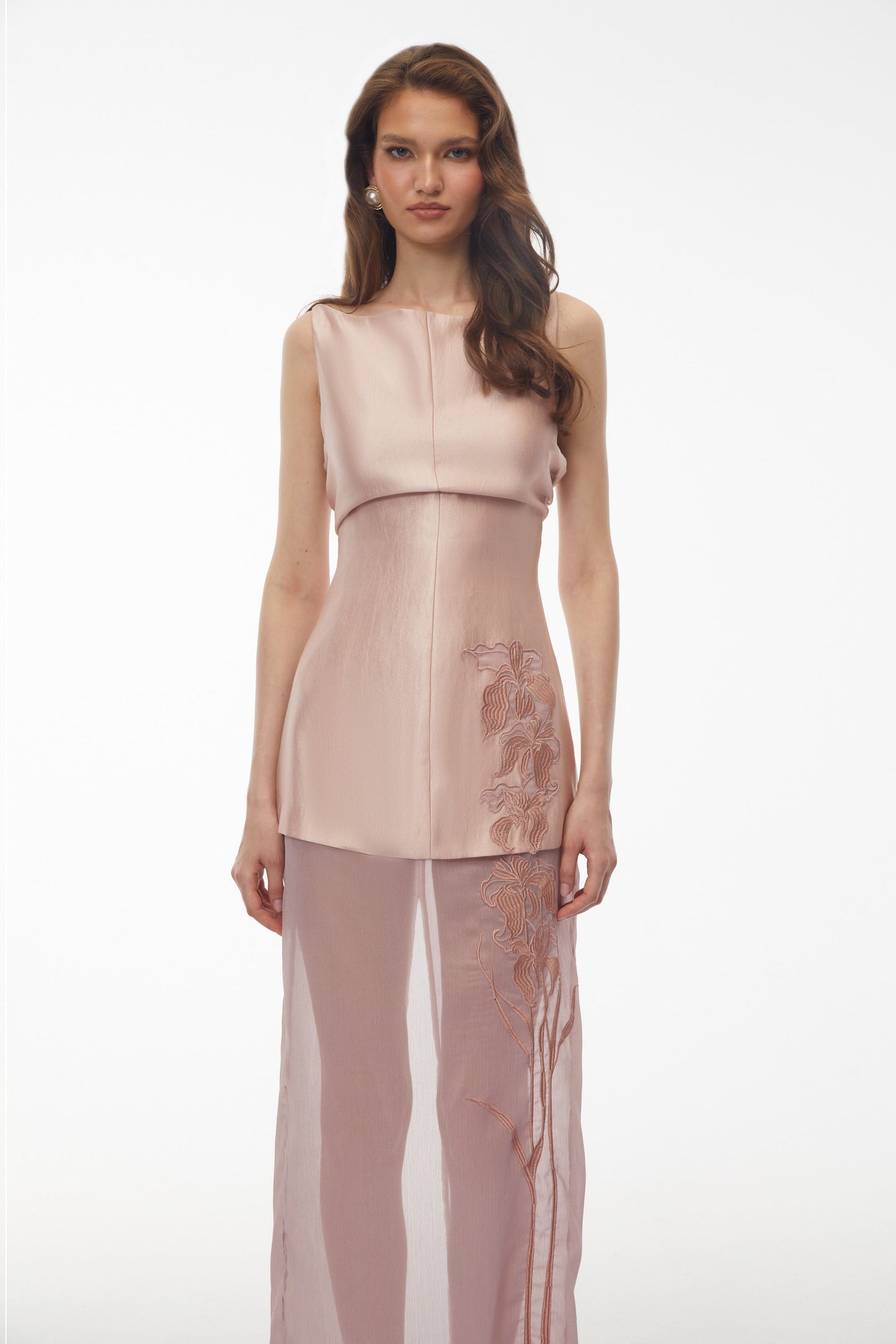 Quiteria Blush Pink Floral Embroidered Maxi Dress