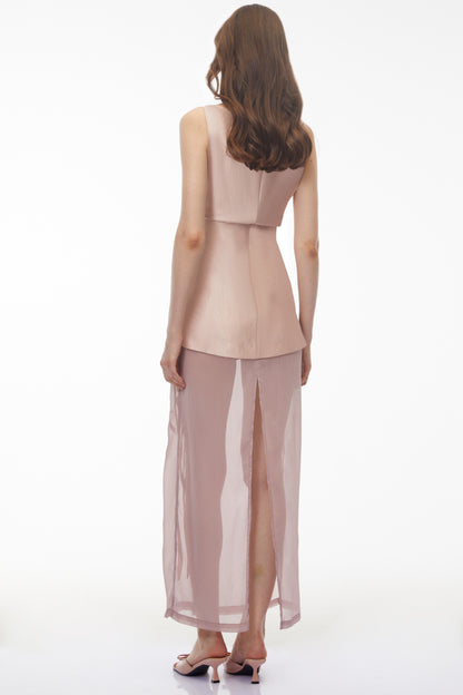Quiteria Blush Pink Floral Embroidered Maxi Dress