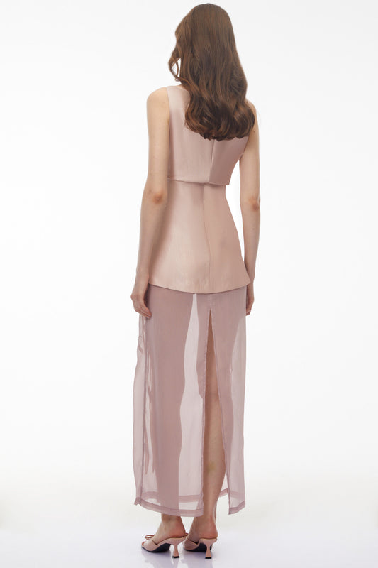 Quiteria Blush Pink Floral Embroidered Maxi Dress