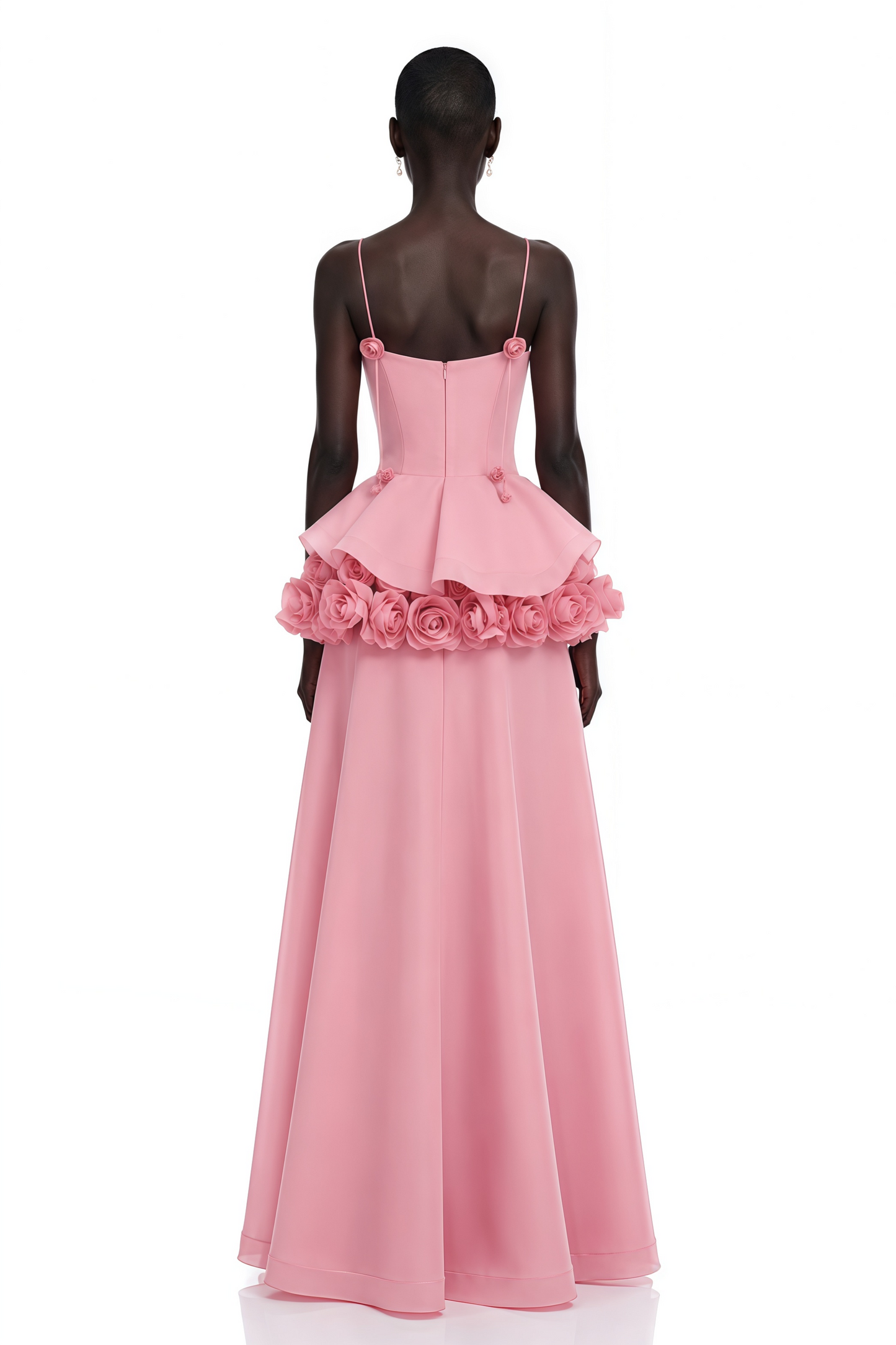 Quitterie Pembe 3D Çiçekli Asimetrik Maxi Elbise