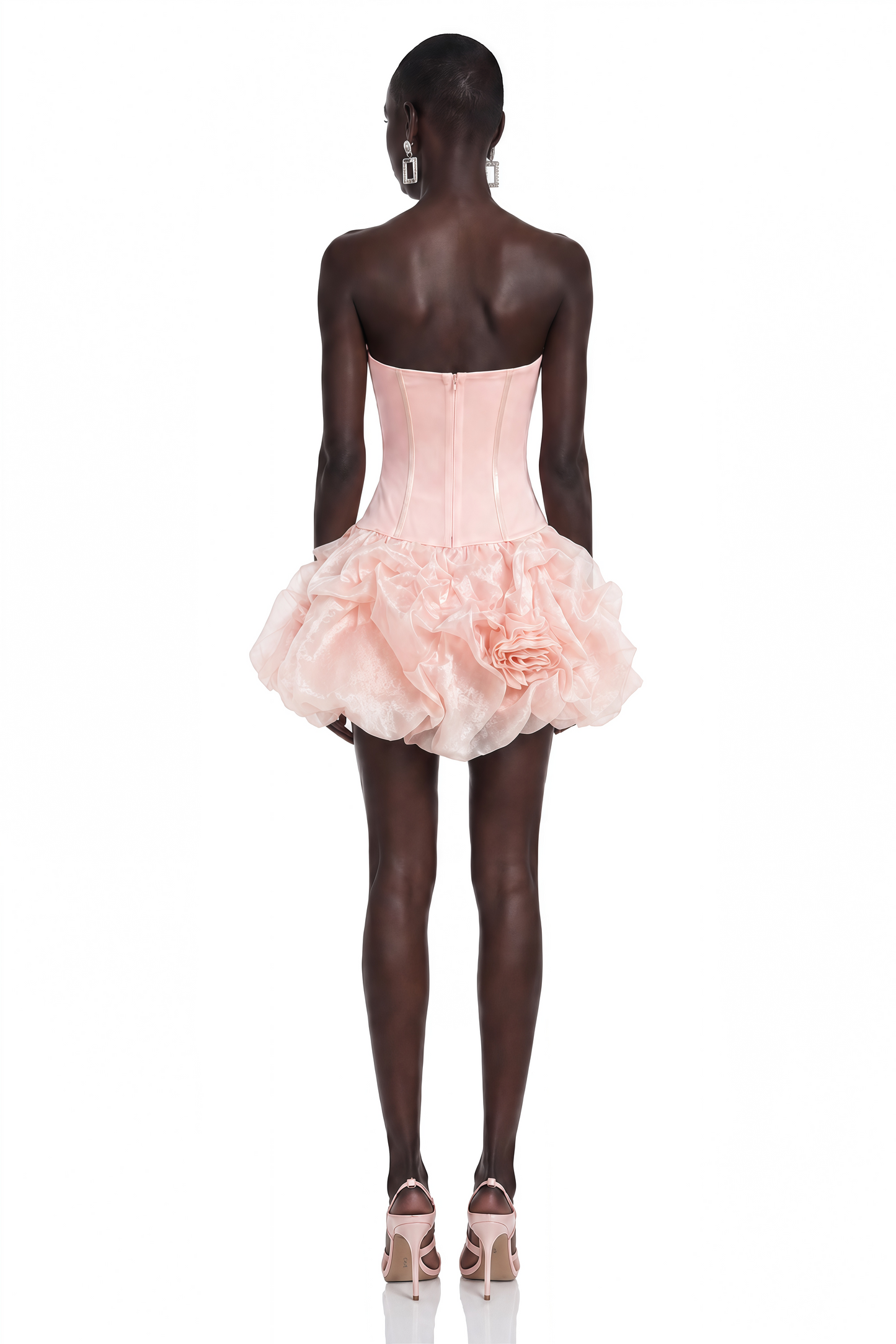 Rachel Pink Off Shoulder Ruffled Mini Dress with 3D Florals
