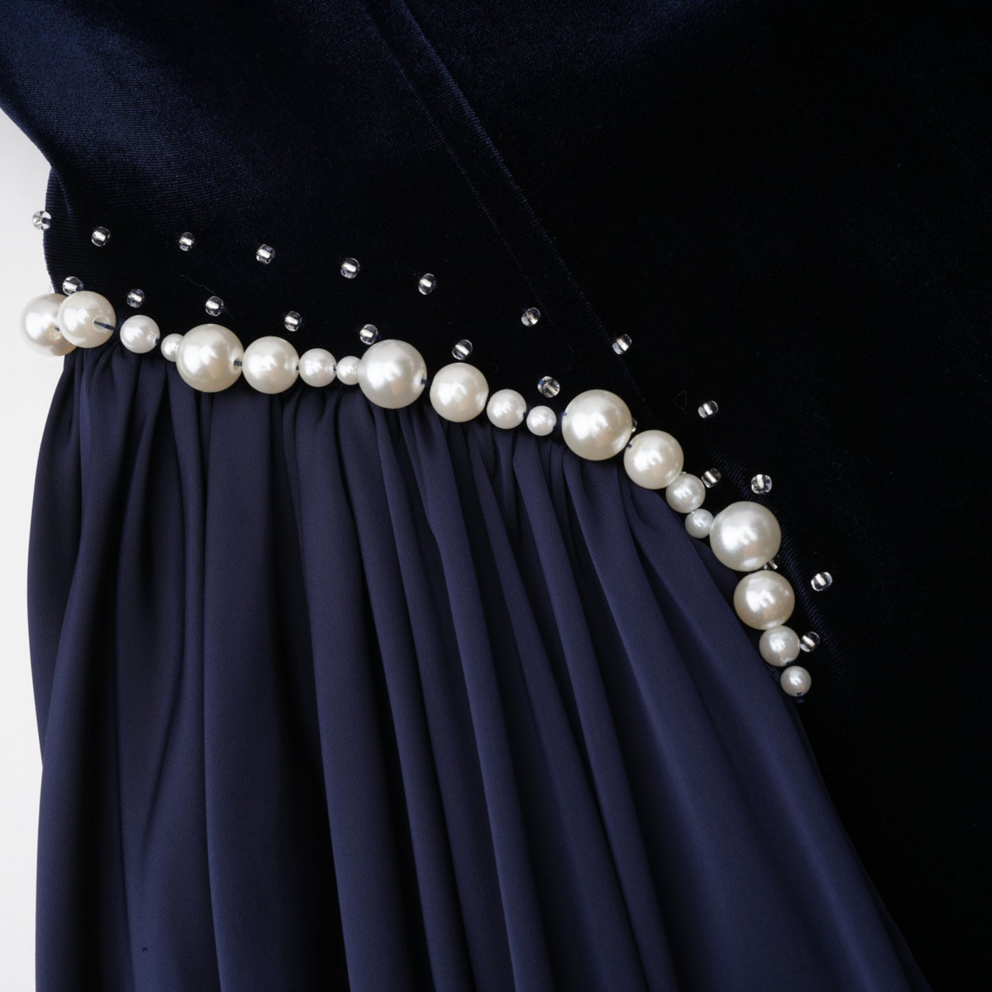Raffaella Sapphire Pearl Trim Maxi Gown
