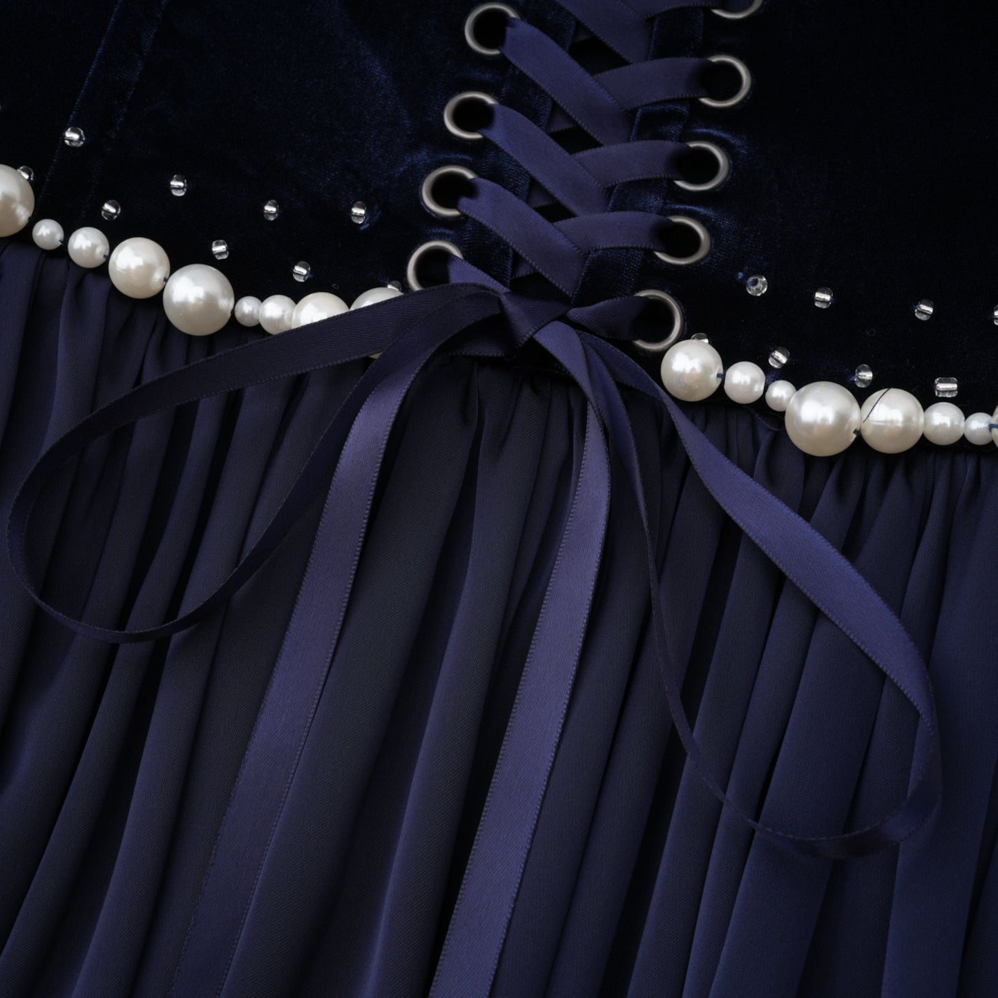 Raffaella Sapphire Pearl Trim Maxi Gown