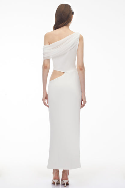 Renan White One Shoulder Cut-Out Maxi Dress