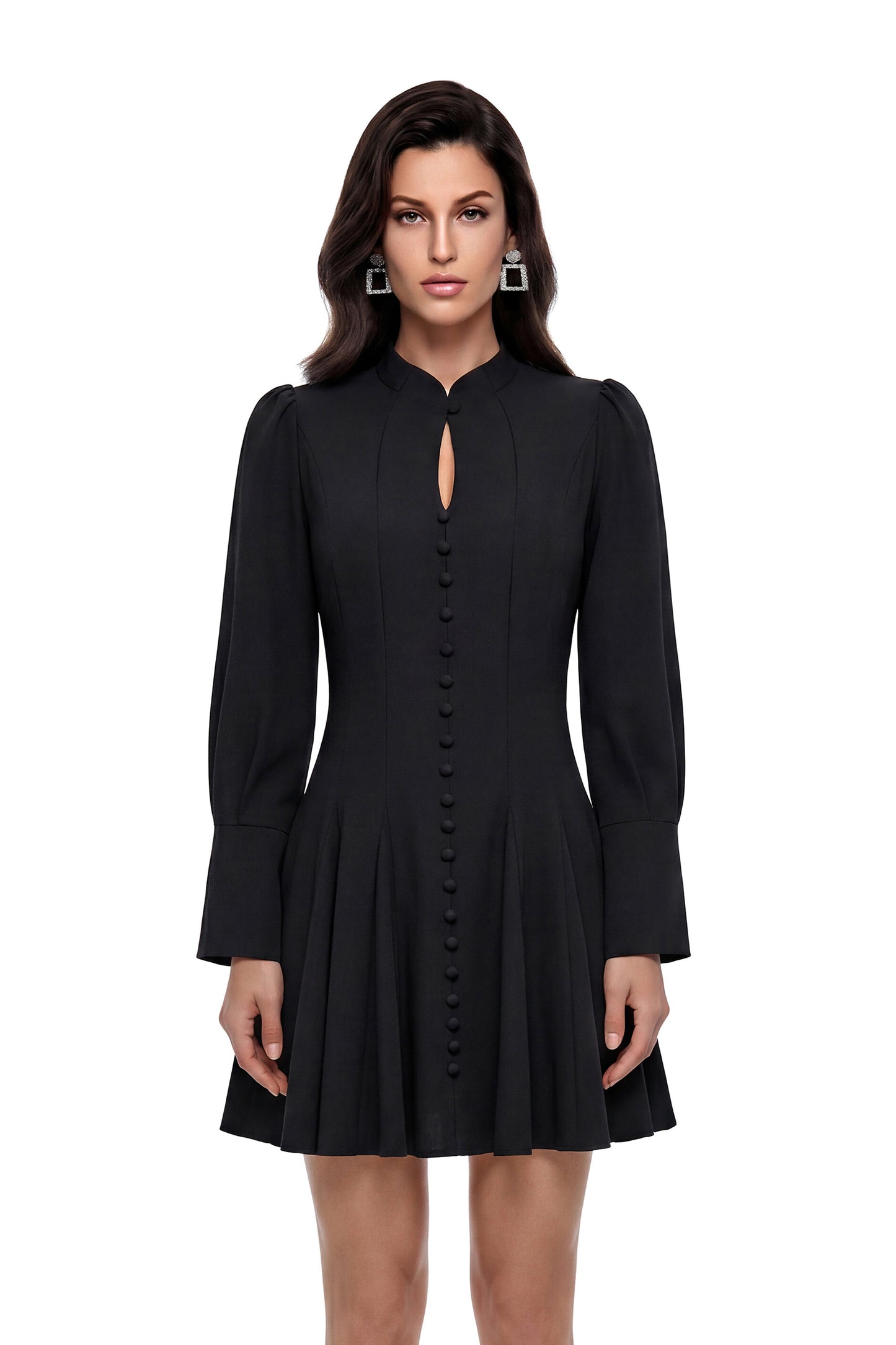 Renee Black Button Down Cut-Out Mini Dress