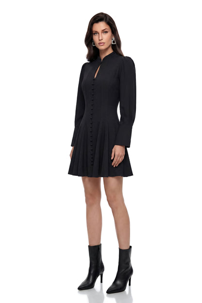 Renee Black Button Down Cut-Out Mini Dress