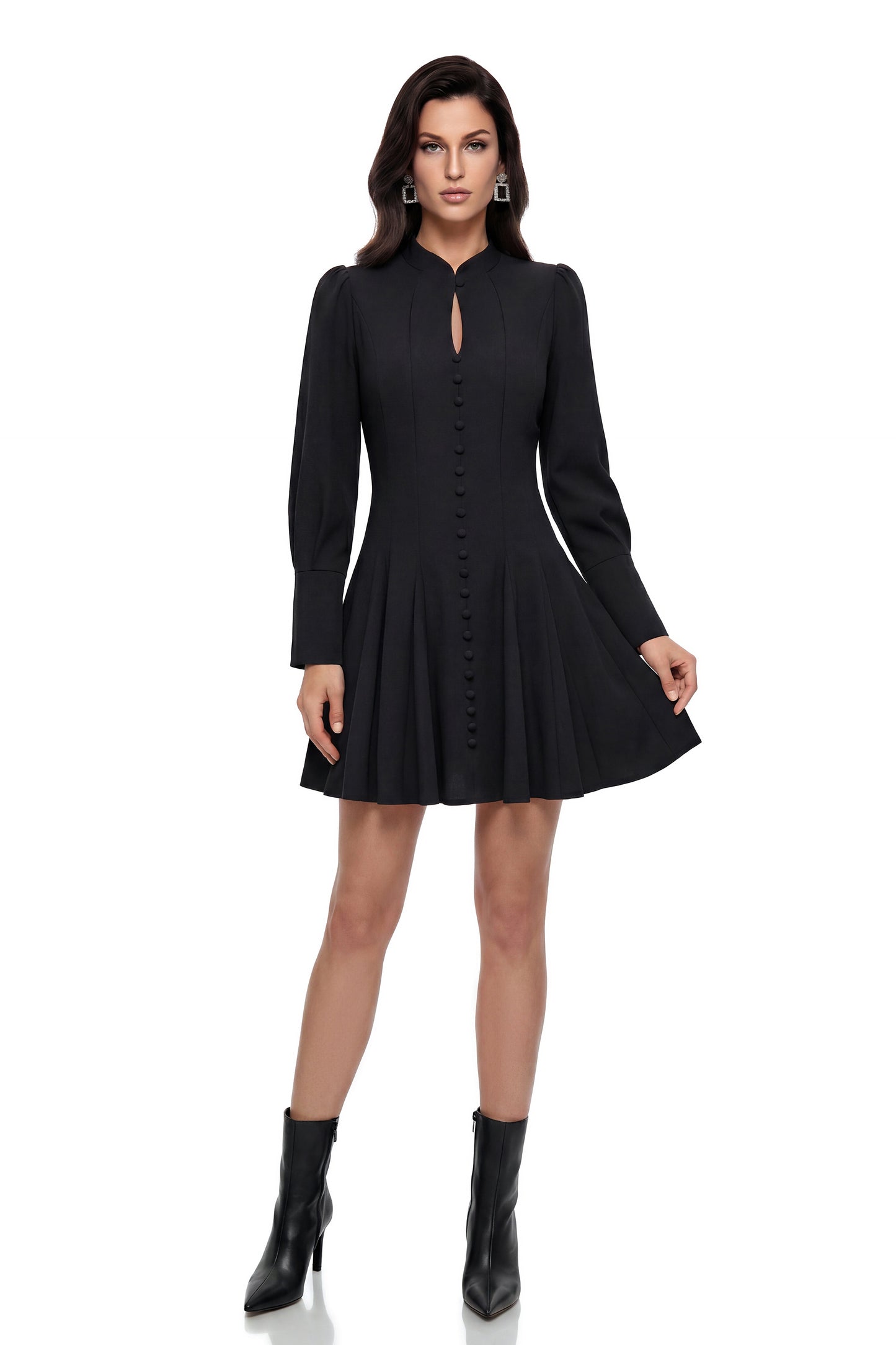 Renee Black Button Down Cut-Out Mini Dress