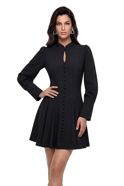 Renee Black Button Down Cut-Out Mini Dress