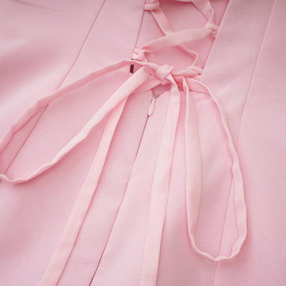 Romane Pink Strapless Corset Chiffon Maxi Dress