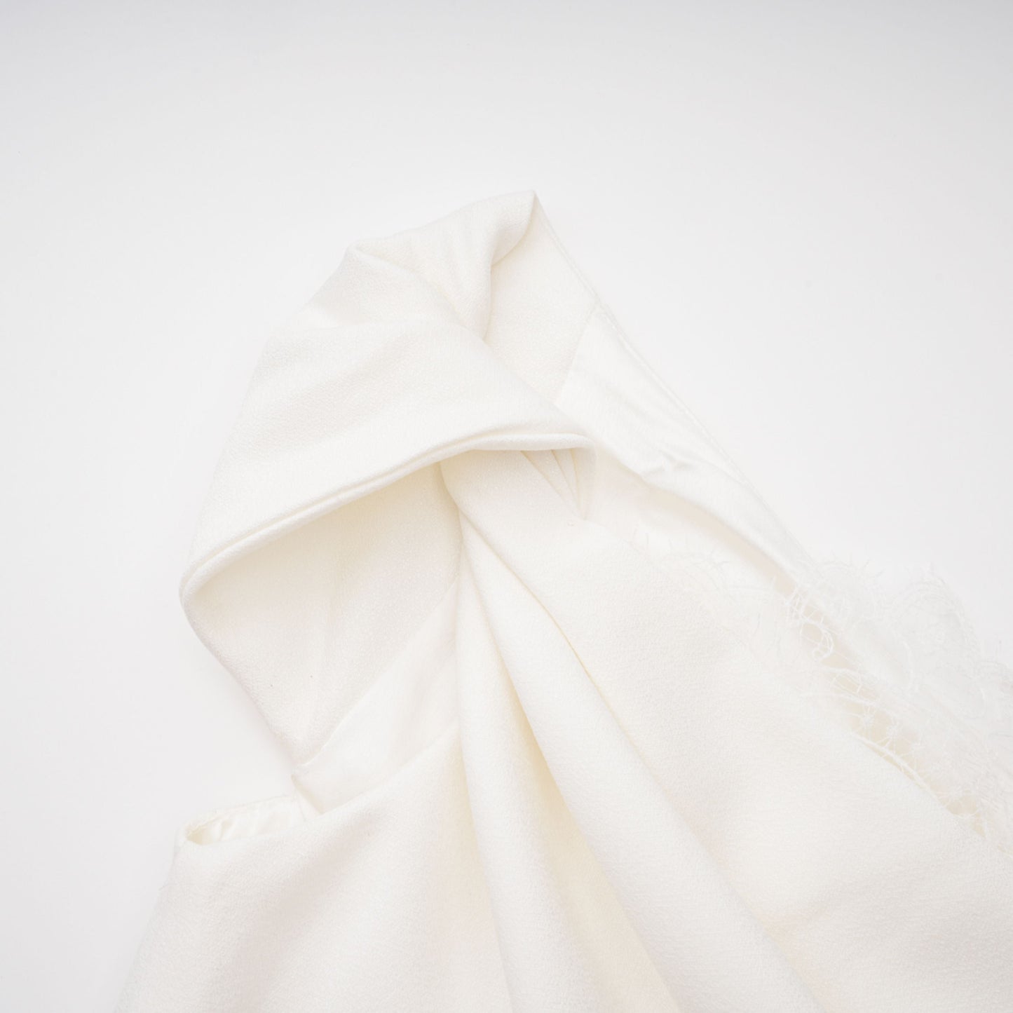 Roshanak White One Shoulder Midi Dress with Lace Panels