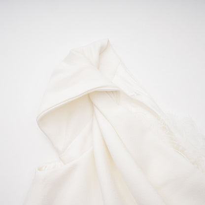 Roshanak White One Shoulder Midi Dress with Lace Panels