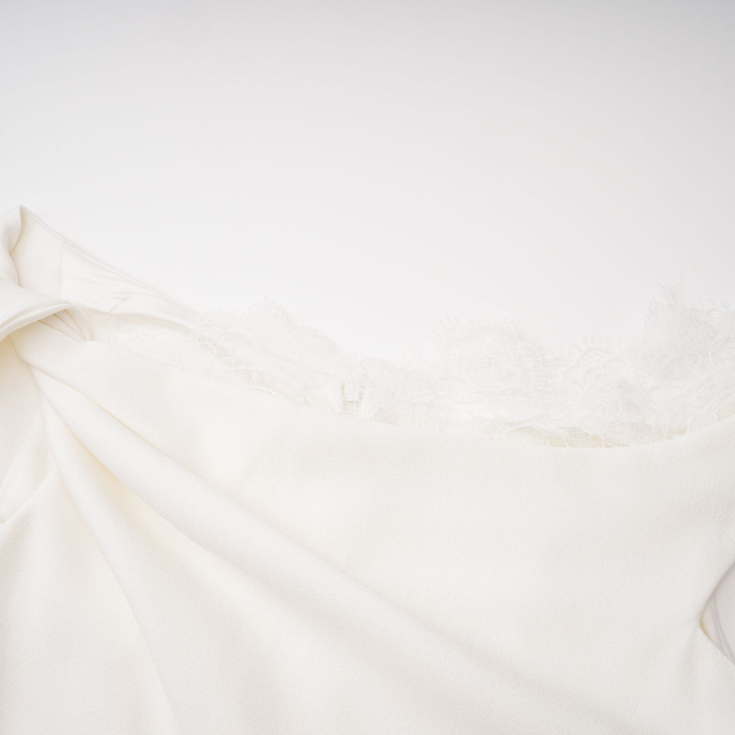 Roshanak White One Shoulder Midi Dress with Lace Panels
