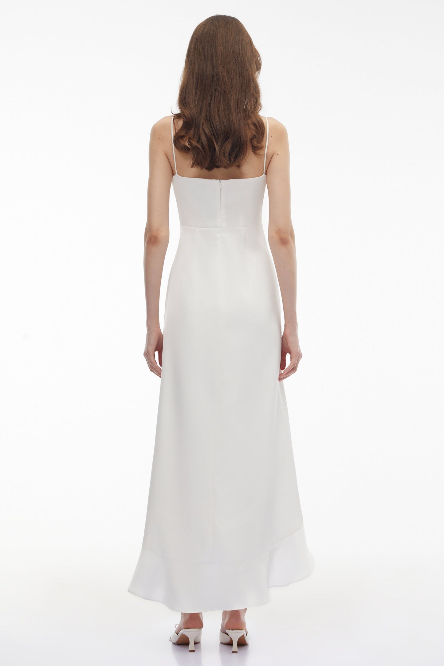 Rosie White Ruffled Maxi Dress with 3D Floral
