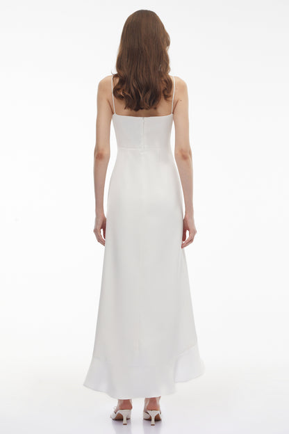 Rosie White Ruffled Maxi Dress with 3D Floral