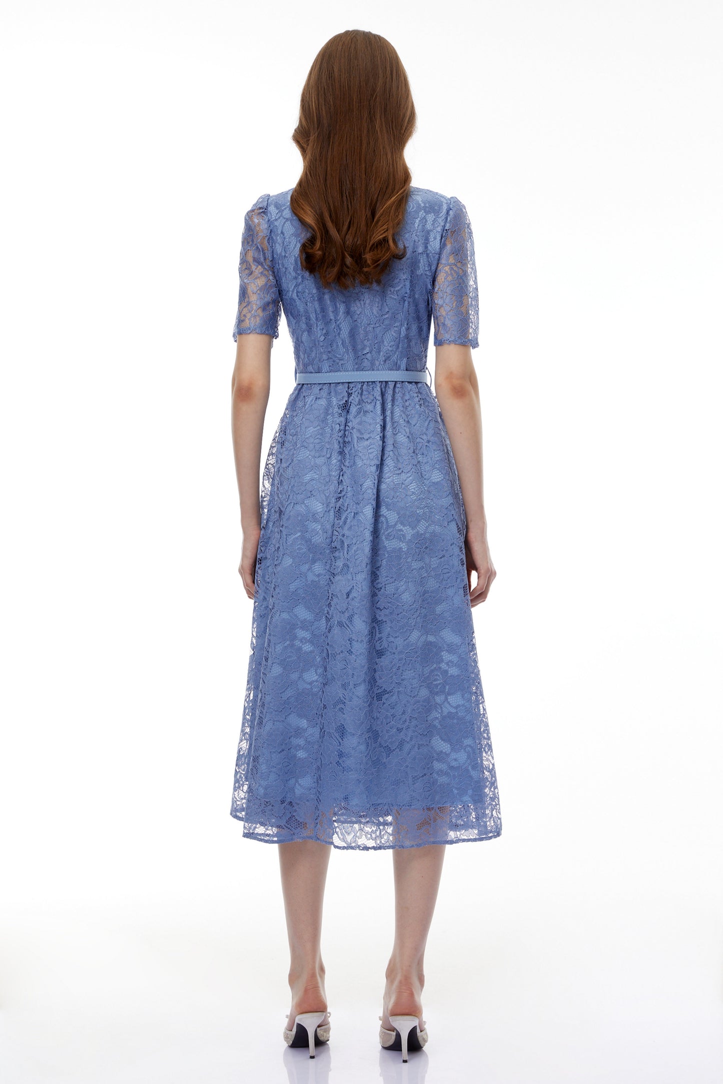 Ruqayya Blue FLoral Lace Midi Dress