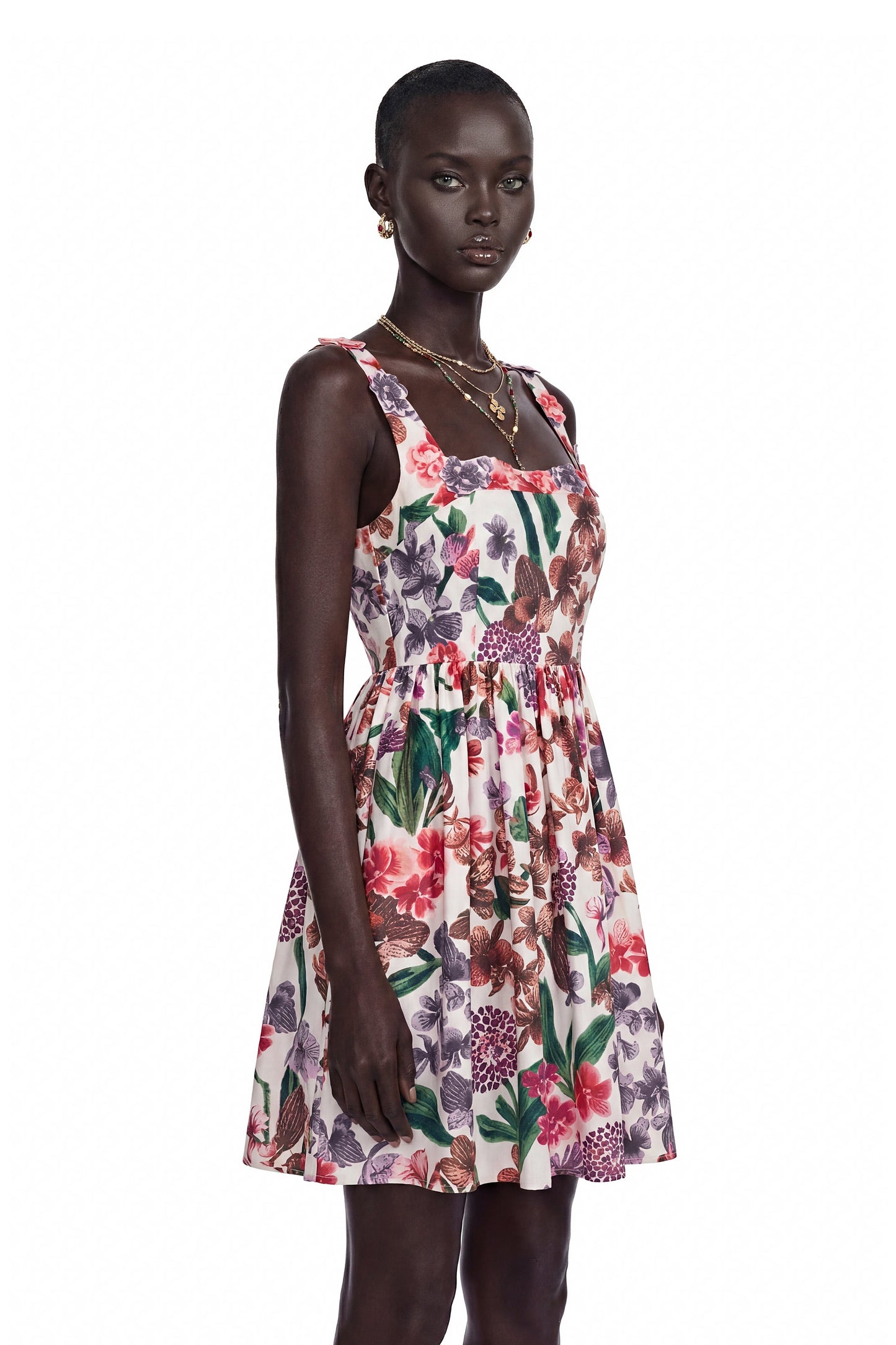 Sancha White Floral Print Mini Dress