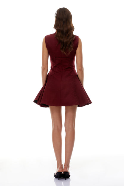 Sara Red Belted Mini Dress