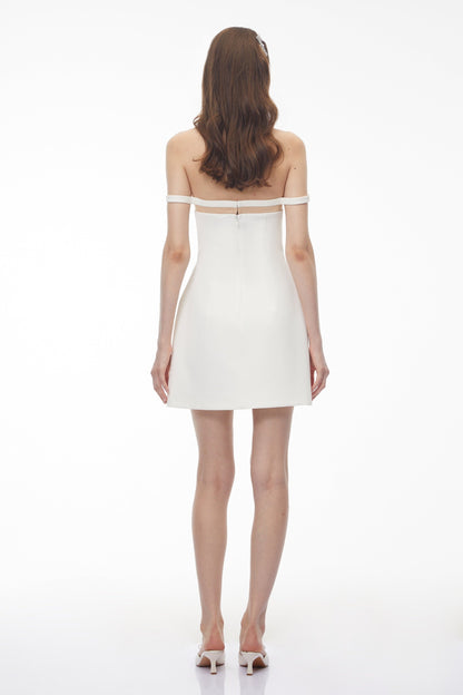 Scarlett Ivory Off Shoulder Fitted Mini Dress