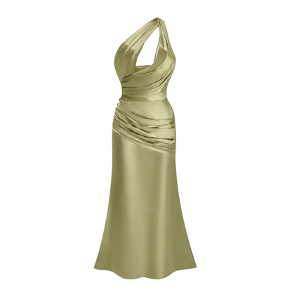 Seraphina Green One Shoulder Cut-Out Maxi Dress