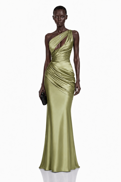 Seraphina Green One Shoulder Cut-Out Maxi Dress
