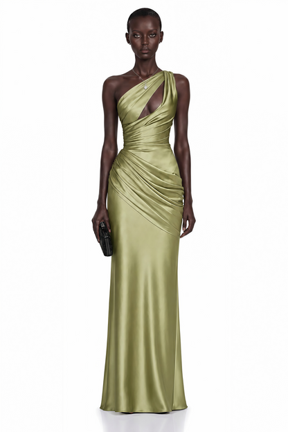 Seraphina Green One Shoulder Cut-Out Maxi Dress