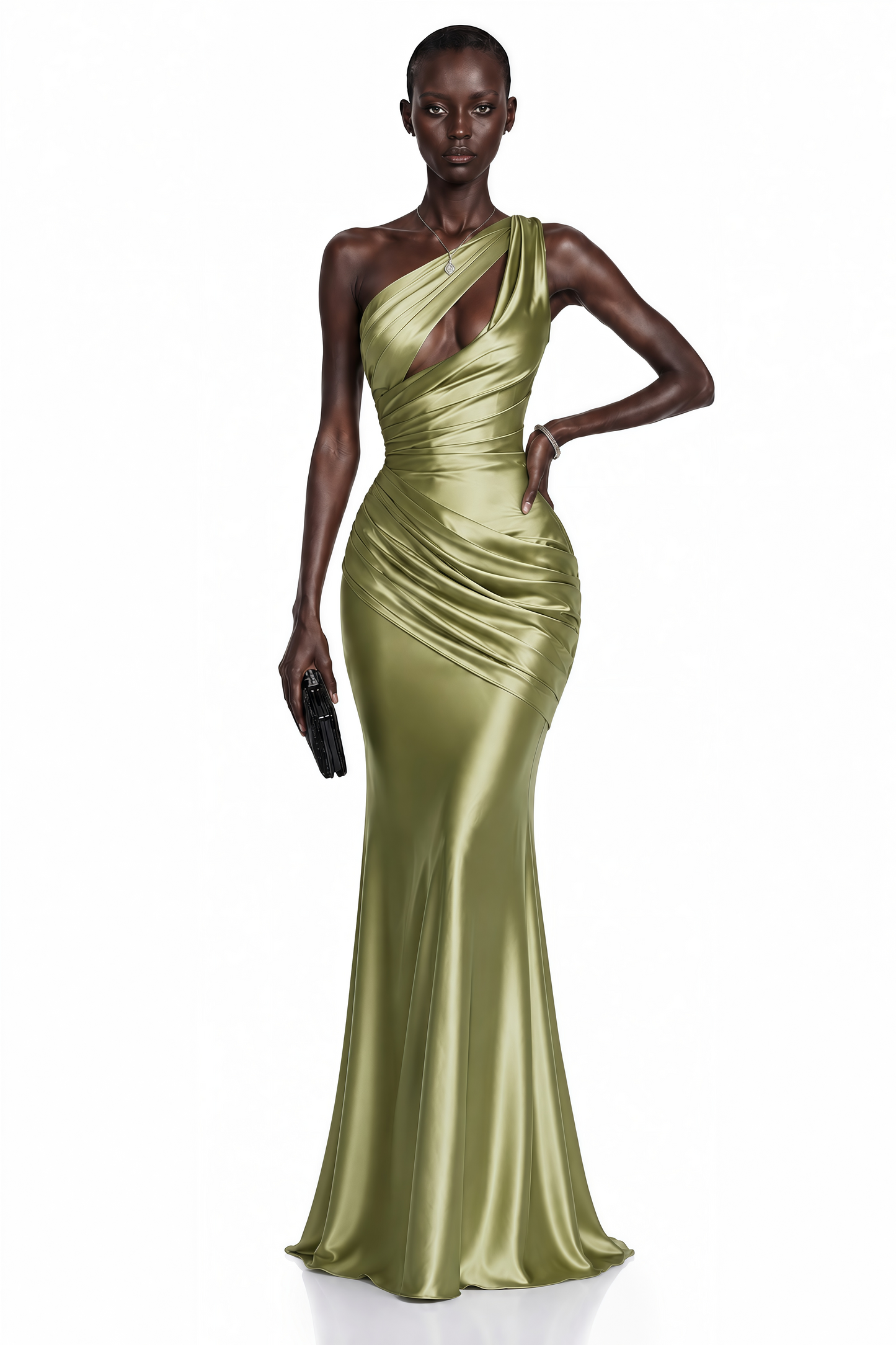 Seraphina Green One Shoulder Cut-Out Maxi Dress