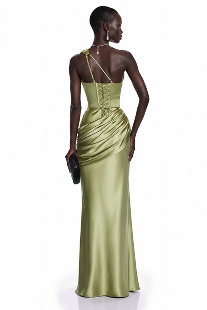 Seraphina Green One Shoulder Cut-Out Maxi Dress