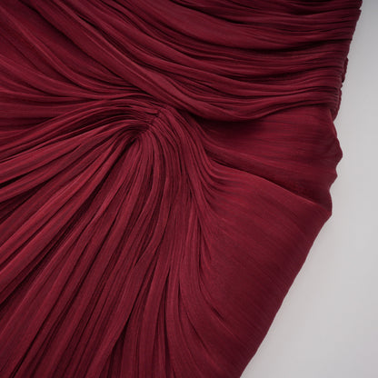 Shifra Burgundy Asymmetrical Cape Maxi Dress