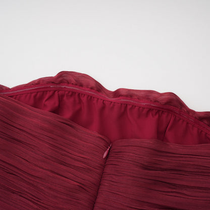 Shifra Burgundy Asymmetrical Cape Maxi Dress