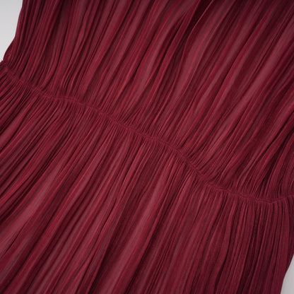 Shifra Burgundy Asymmetrical Cape Maxi Dress